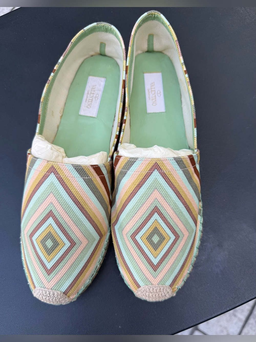 Valentino Garavani Pastel Multicolor Diamond-Pattern Espadrilles
